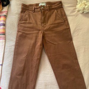 Everlane Straight Leg Crop Pants-Cocoa Brown